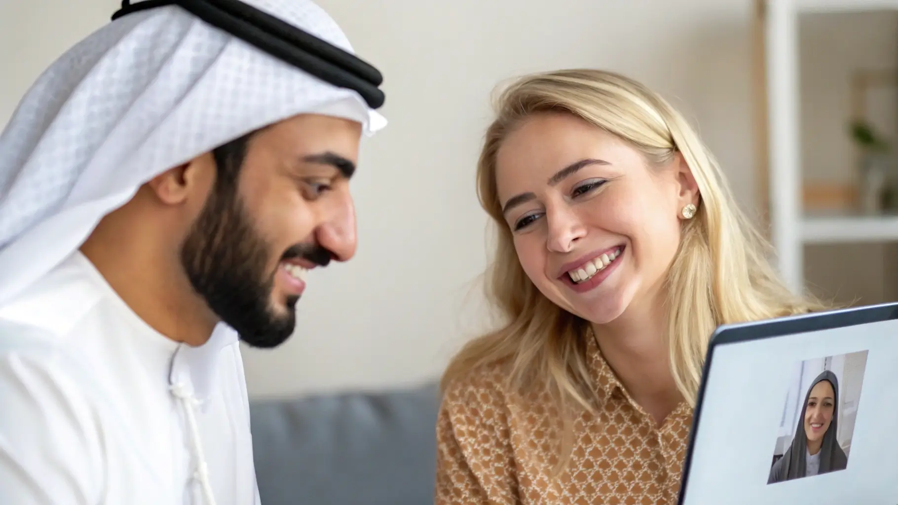 شاب عربي يتحدث مع فتاة ألمانية عبر مكالمة فيديو بهدف الزواج
