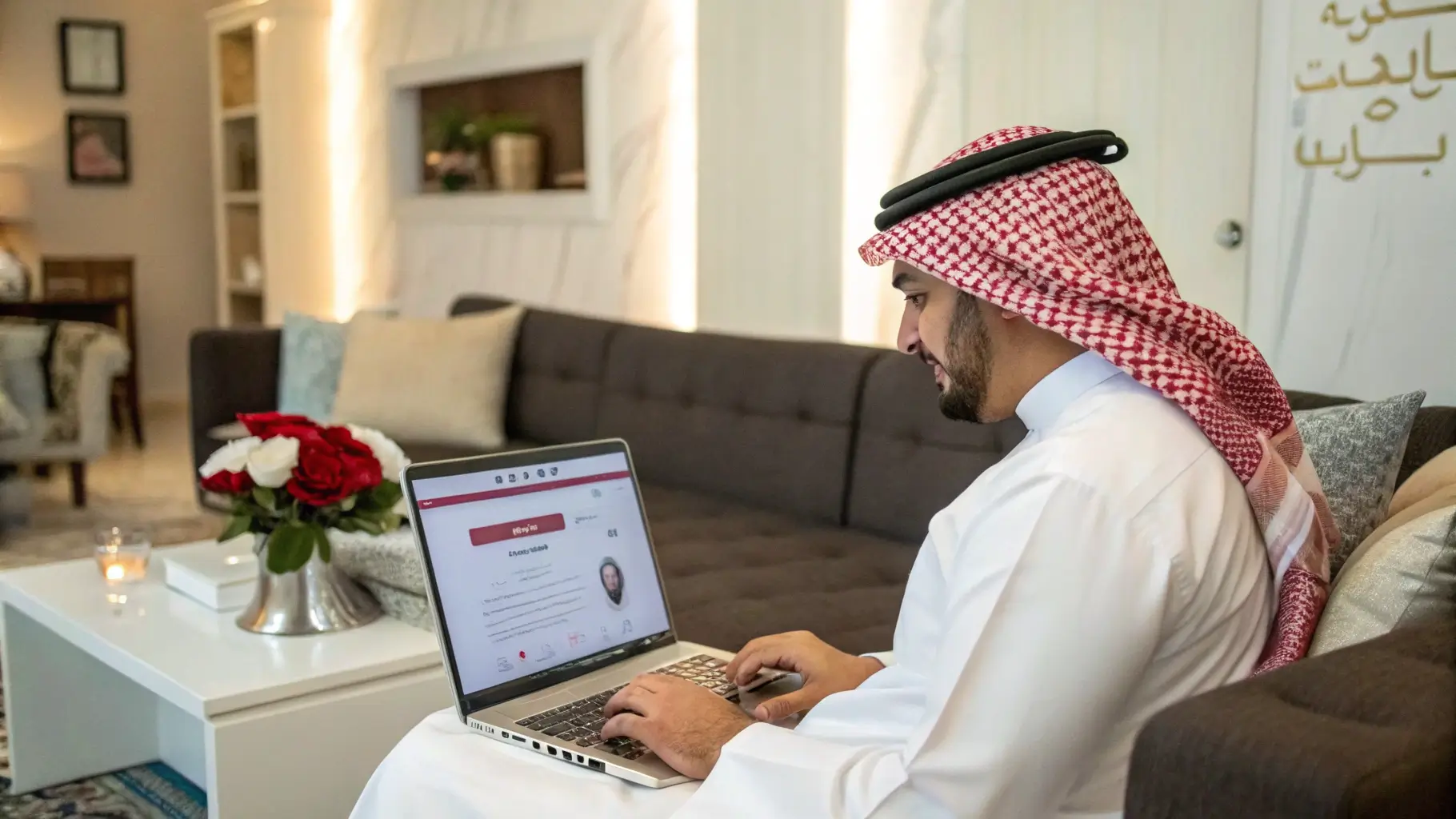 رجل سعودي يستخدم مواقع تعارف مجانية للزواج الشرعي.