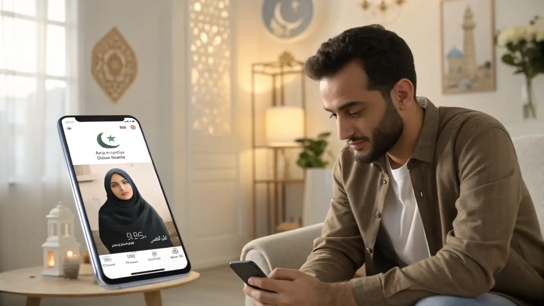شاب عربي يتواصل مع فتاة مسلمة للزواج الشرعي عبر تطبيق مجاني