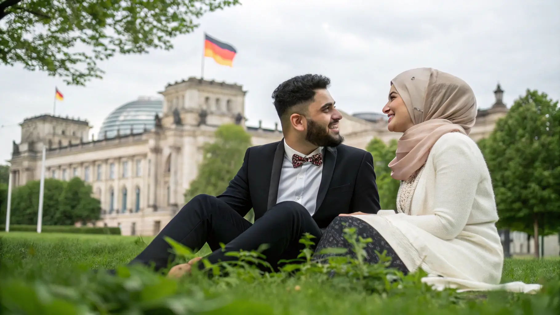 شاب عربي يتزوج من فتاة ألمانية مسلمة بطريقة شرعية