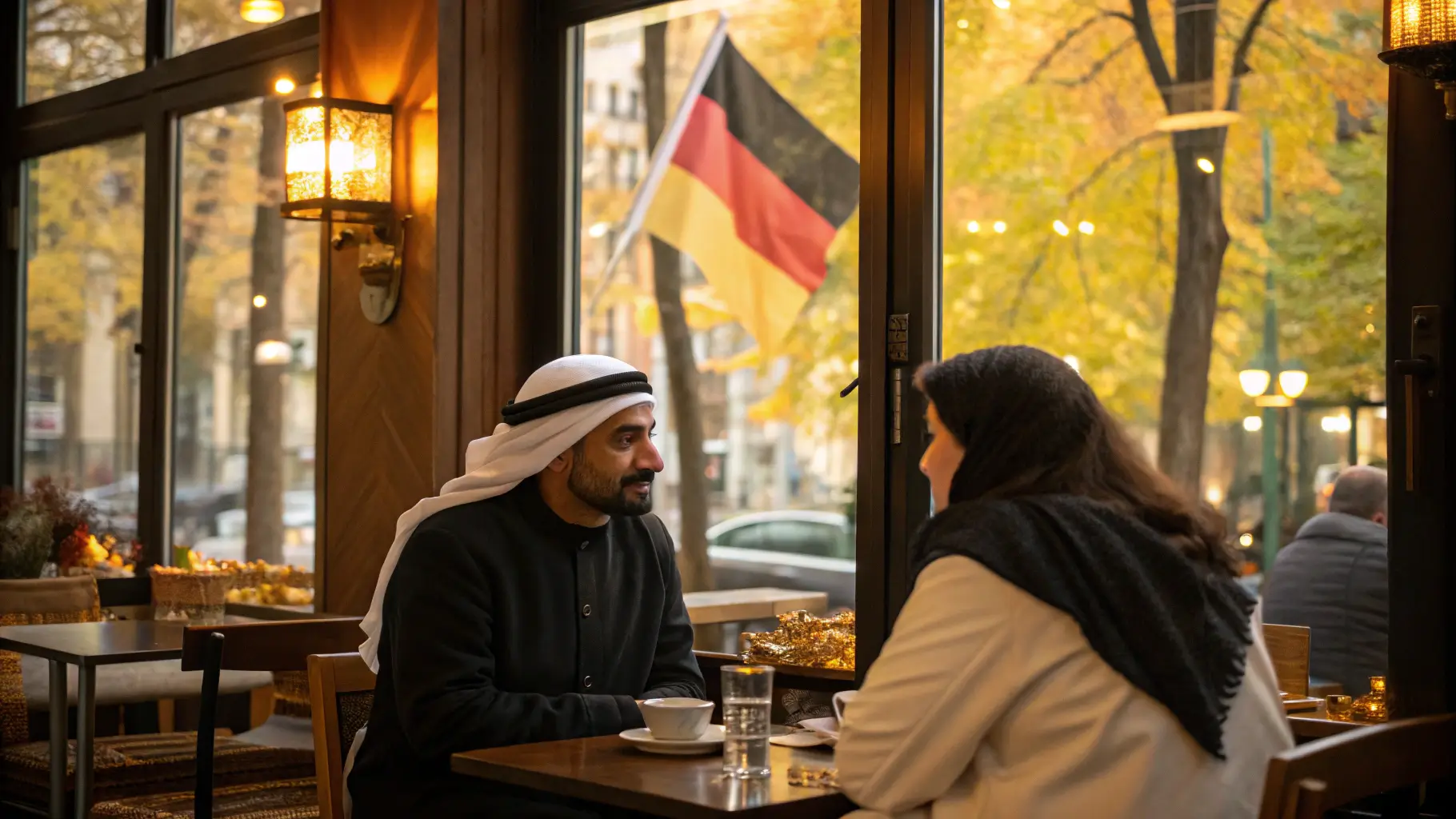 شاب عربي يتحدث مع فتاة ألمانية مسلمة بهدف الزواج في 2025