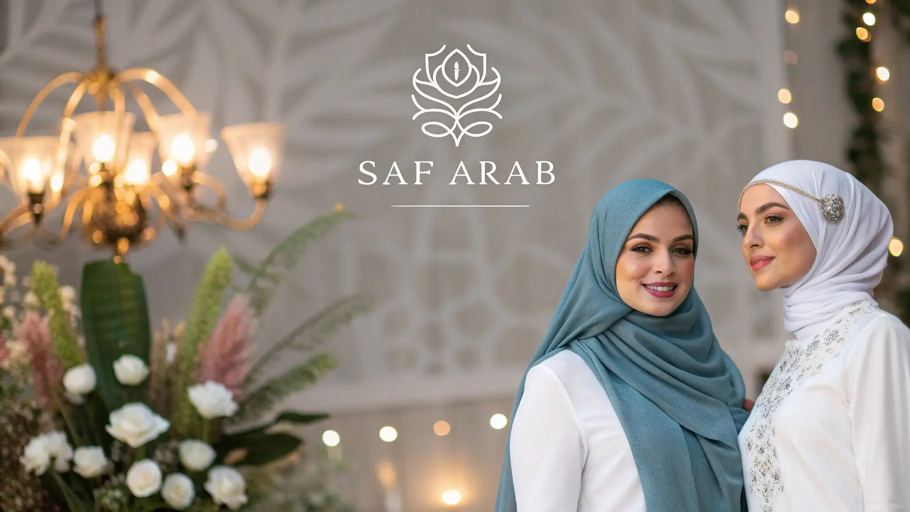 امرأتان محجبتان تتحدثان بهدوء في أجواء راقية تعكس الخصوصية والجدية في الزواج الحلال