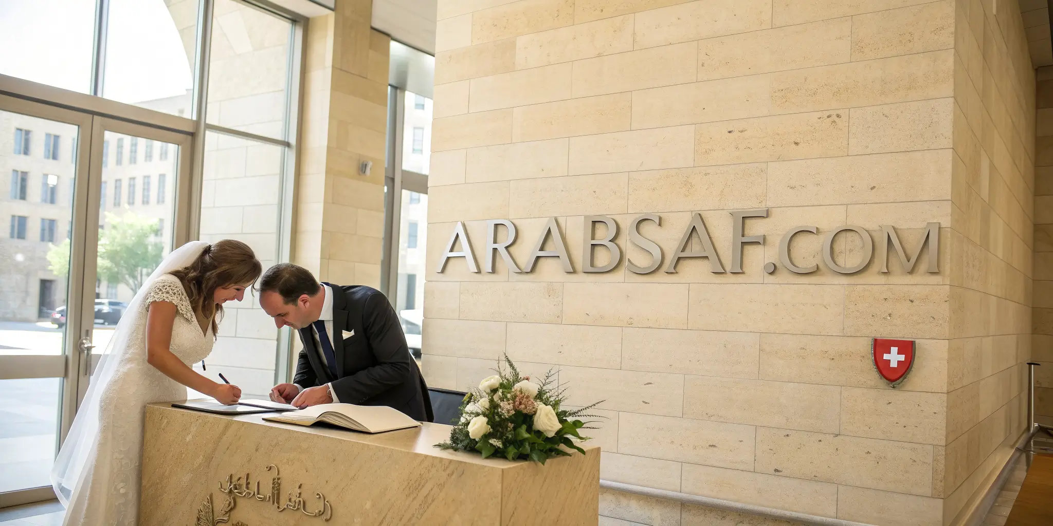 Official civil marriage ceremony in Switzerland 2026 inside modern city hall