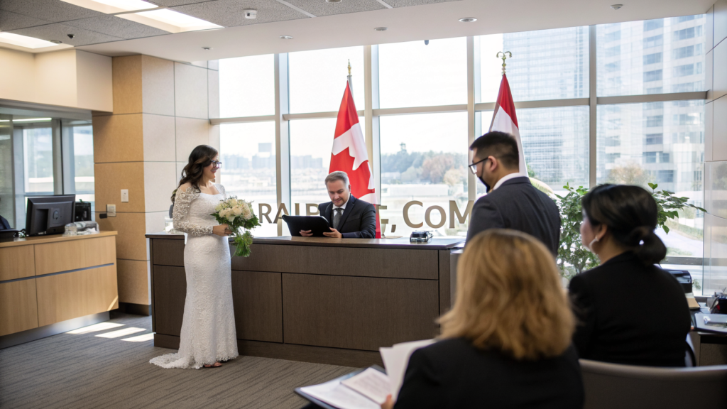الزواج في كندا 2026 توقيع عقد الزواج المدني داخل قاعة بلدية كندية - ARABSAF.COM