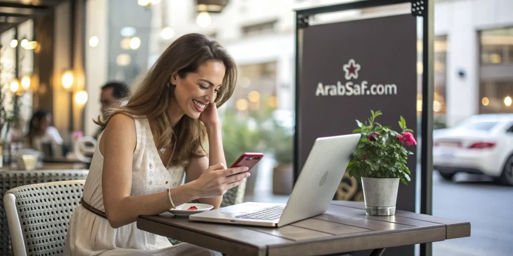 woman using online dating site Arabsaf to meet people for marriage