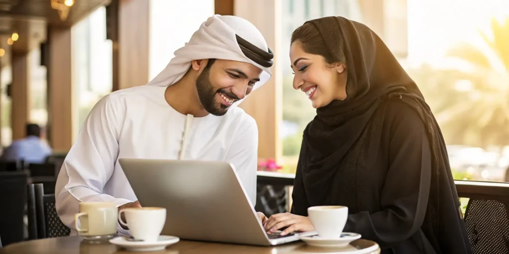 زوجان عربيان يستخدمان موقع BuzzArab للتعارف والزواج عبر الإنترنت في أوروبا