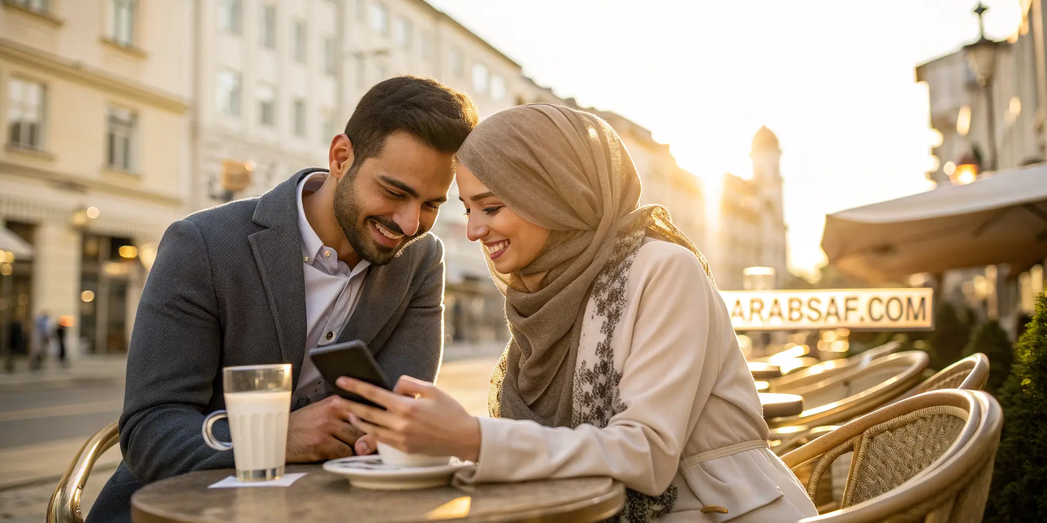 مواقع الزواج المجانية 2026 رجل عربي يتعرف على فتاة عبر تطبيق تعارف في مقهى أوروبي