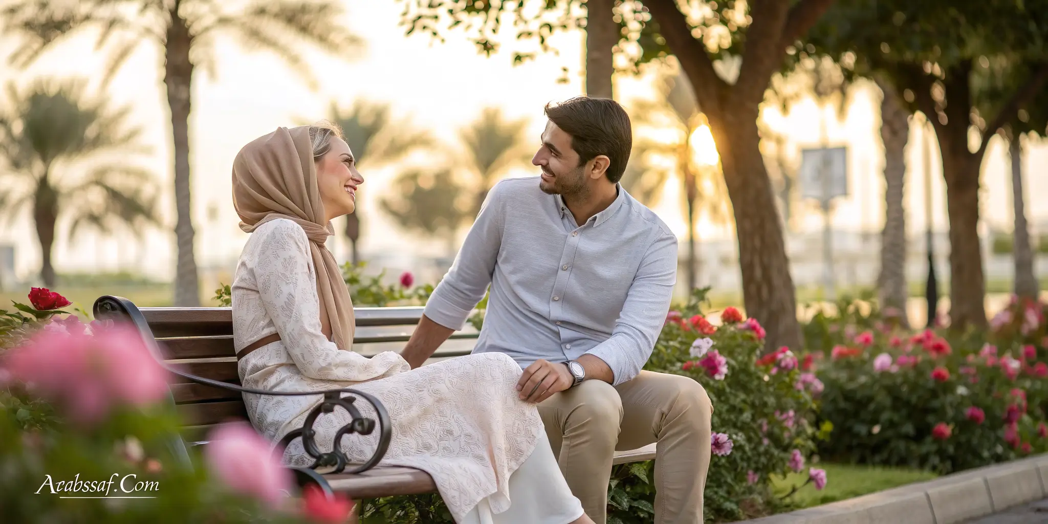 أفضل موقع زواج شرعي للعرب لقاء بين رجل عربي وفتاة في حديقة راقية