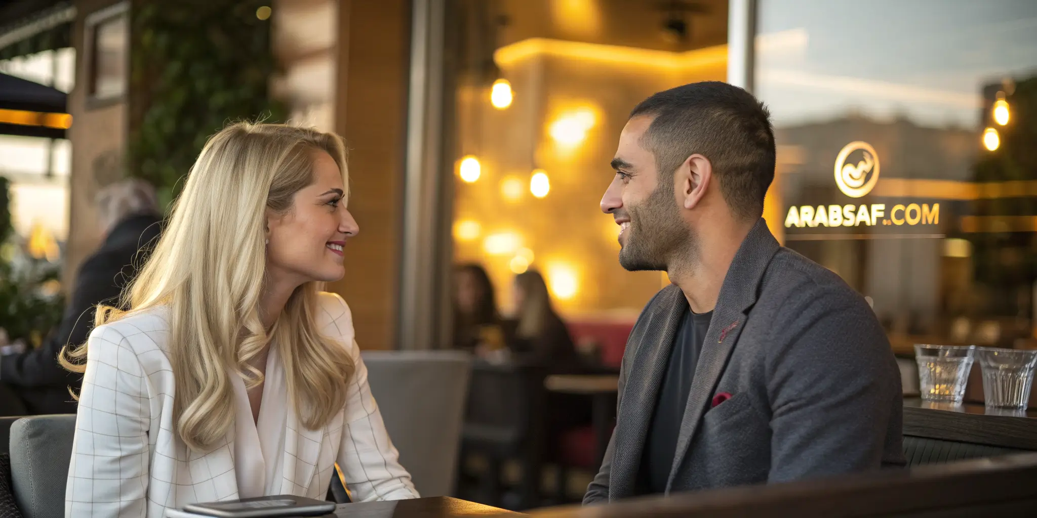 رجل عربي يتعارف مع فتاة أجنبية شقراء في لقاء حقيقي بعد التعارف عبر موقع زواج مجاني بدون اشتراك