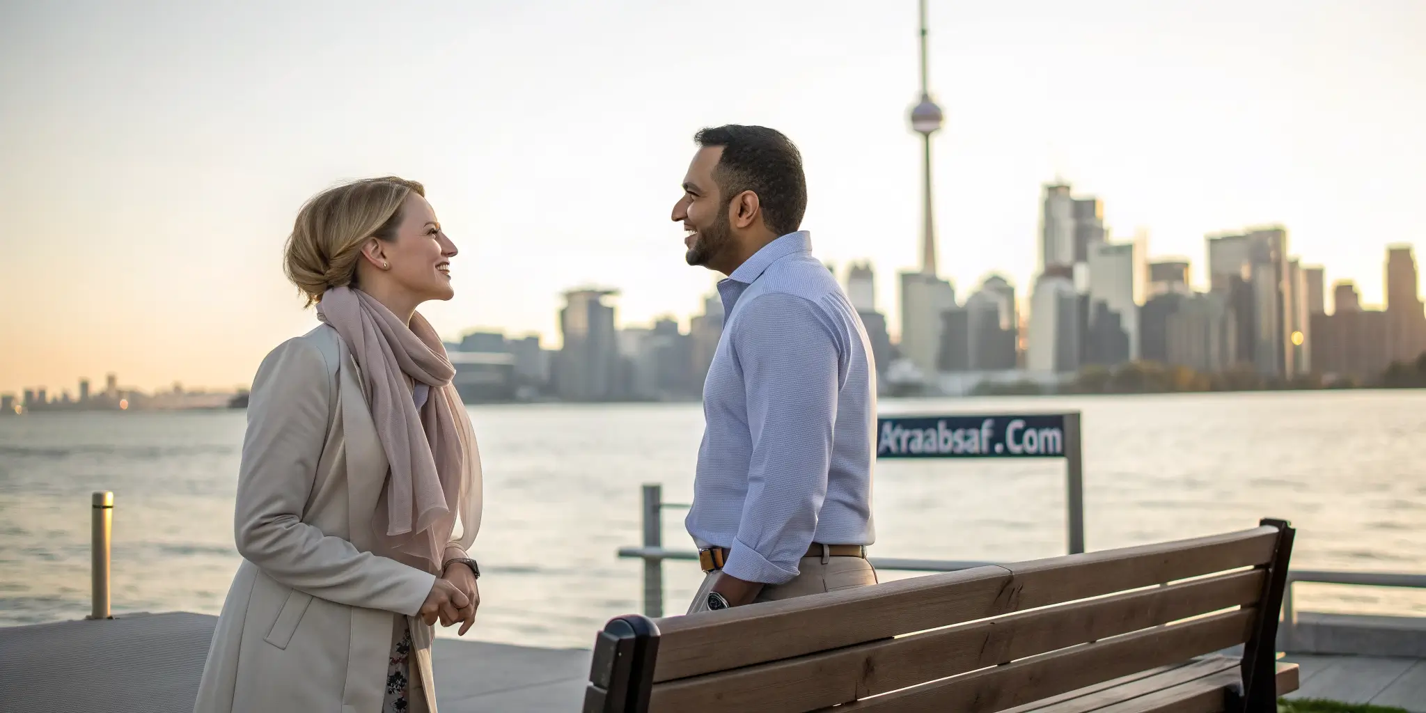 رجل عربي يتحدث مع فتاة بطريقة محترمة للزواج عبر الإنترنت من خلال مواقع الزواج الشرعي