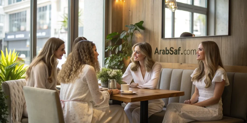 نساء جميلات في مقهى هادئ يتحدثن عن الزواج الشرعي والبحث عن زوج مناسب