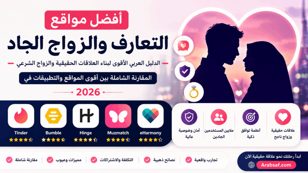 أفضل مواقع التعارف والزواج الجاد في 2026 للعرب والمسلمين