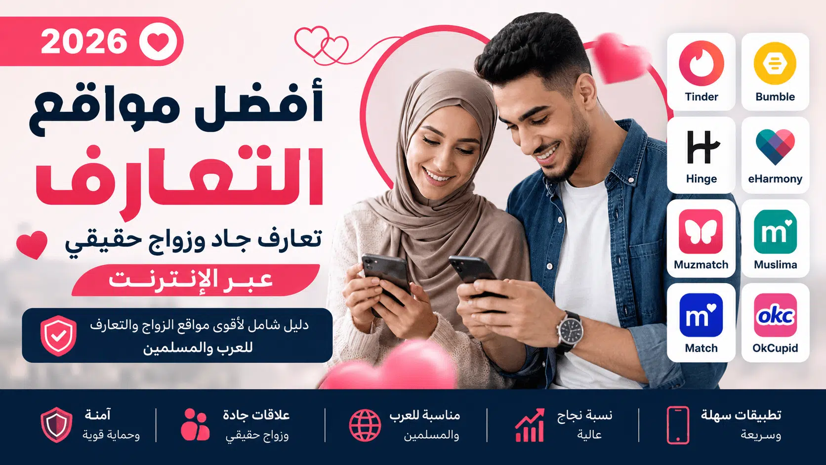 أفضل مواقع التعارف والزواج الجاد في 2026 للعرب والمسلمين
