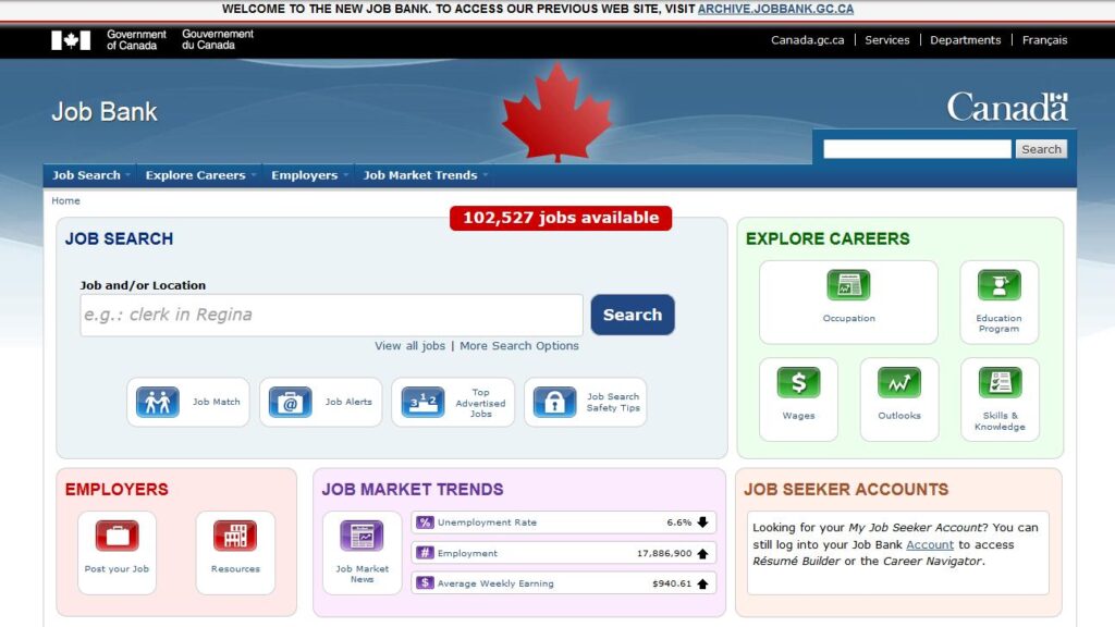 البحث عن عمل في كندا 2026 عبر موقع Job Bank Canada الحكومي