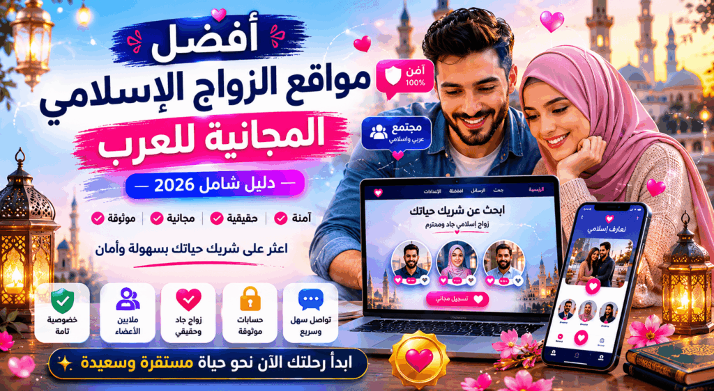 Alt Text أفضل مواقع الزواج الإسلامي المجانية للعرب 2026 – دليل شامل للعثور على شريك حياة