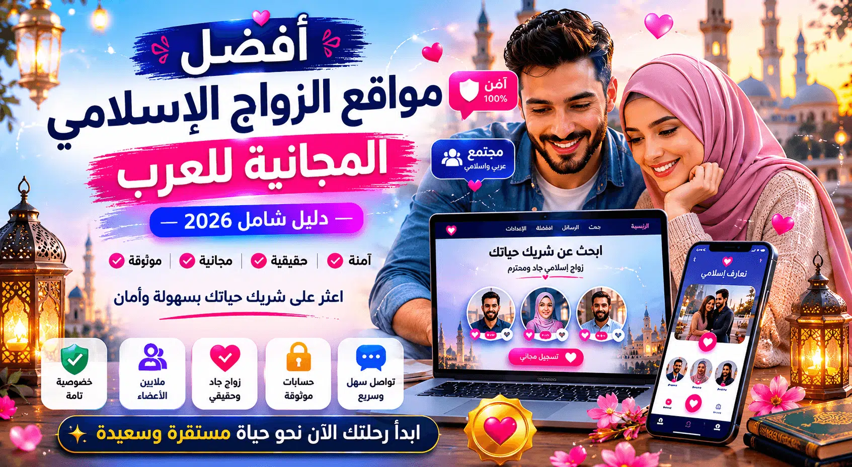 Alt Text أفضل مواقع الزواج الإسلامي المجانية للعرب 2026 – دليل شامل للعثور على شريك حياة