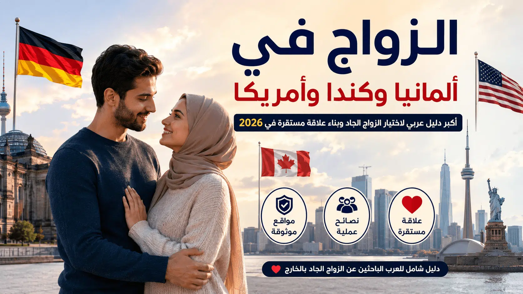 الزواج في ألمانيا وكندا وأمريكا – أفضل مواقع الزواج الجاد للعرب وبناء علاقة مستقرة في 2026