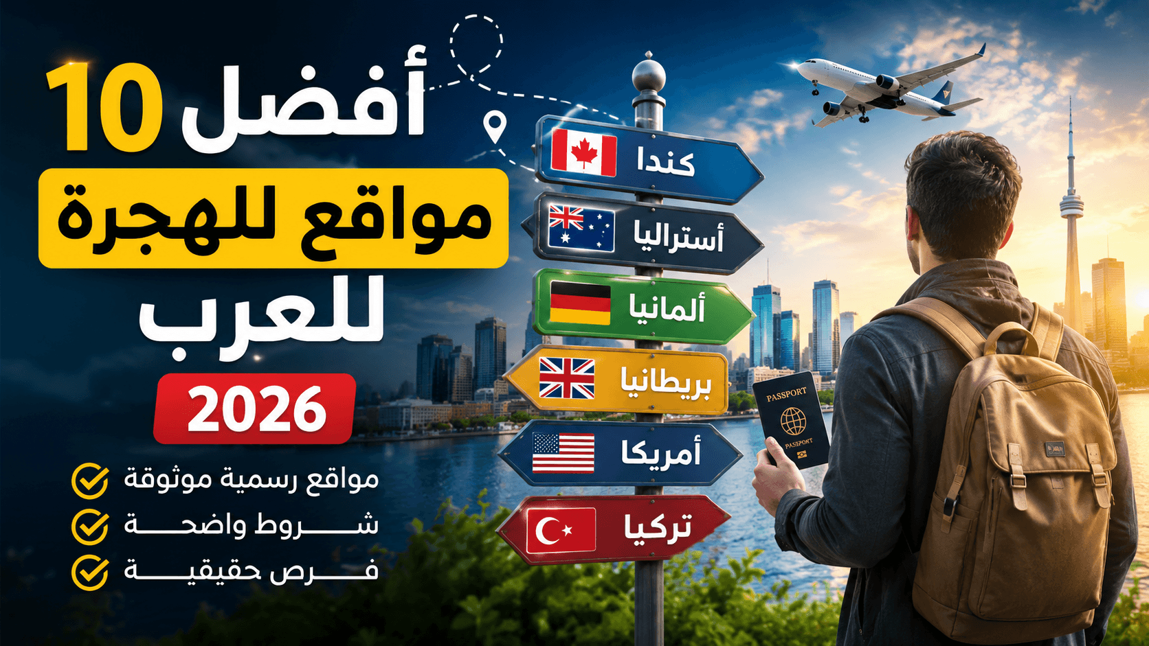 أفضل 10 مواقع للهجرة للعرب 2026 — دليل اختيار الدولة والتقديم والنجاح