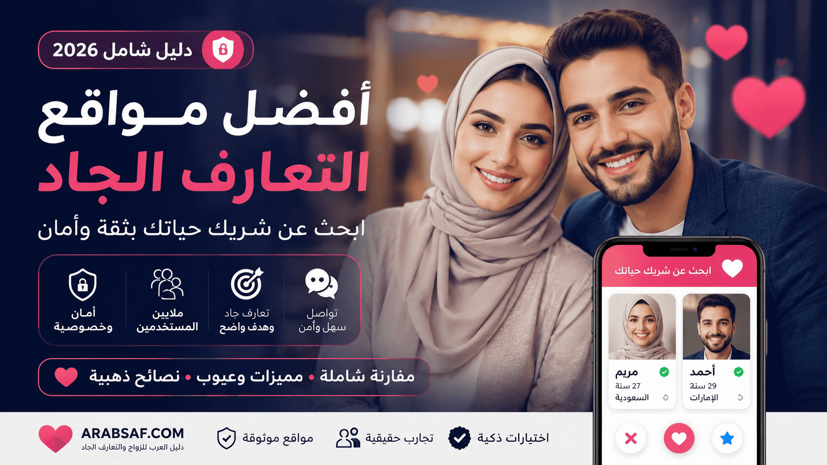 أفضل مواقع التعارف الجاد 2026 – مقارنة حقيقية بين أشهر منصات التعارف والزواج للعرب