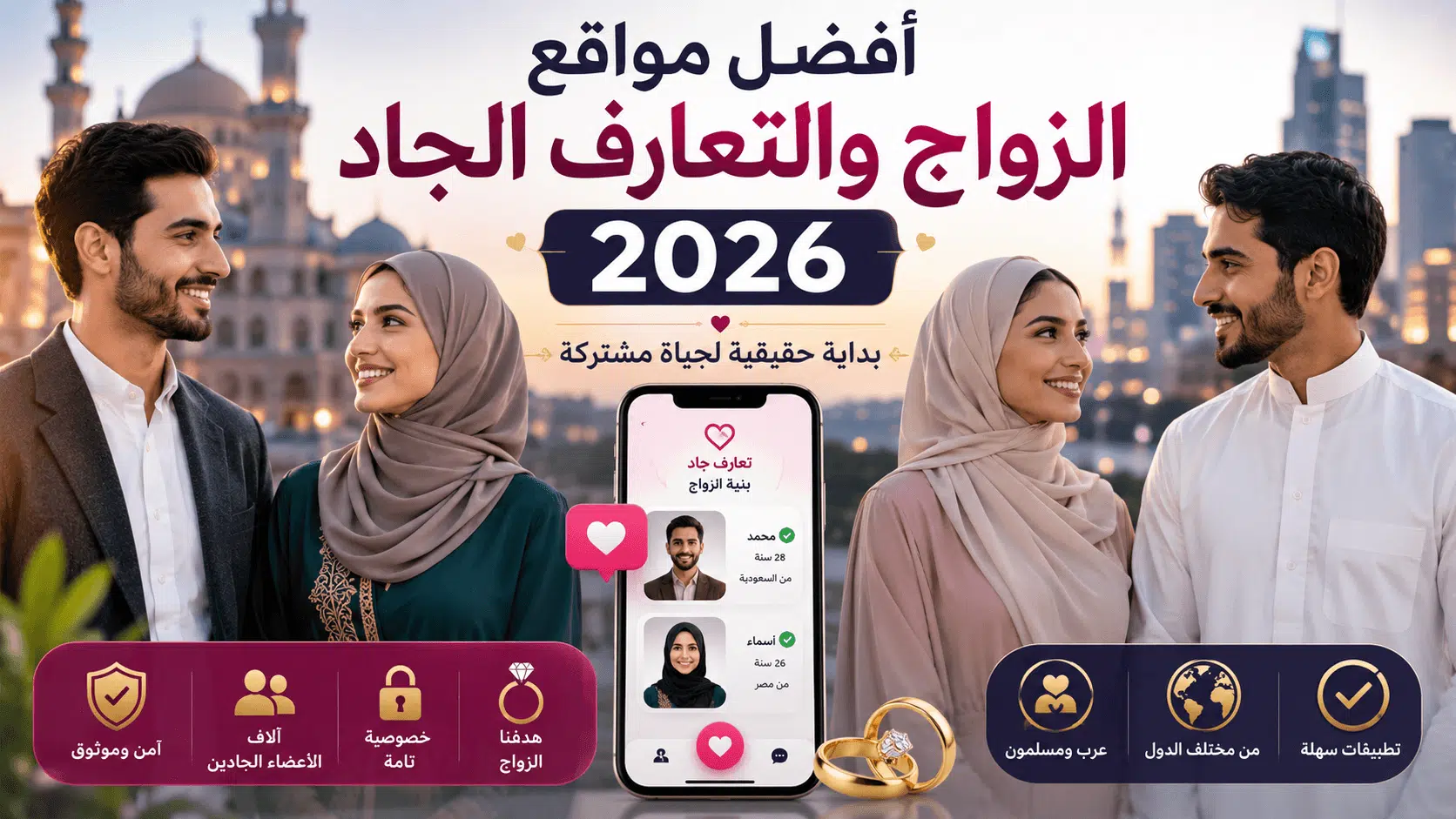 أفضل مواقع الزواج والتعارف الجاد للعرب والمسلمين في 2026
